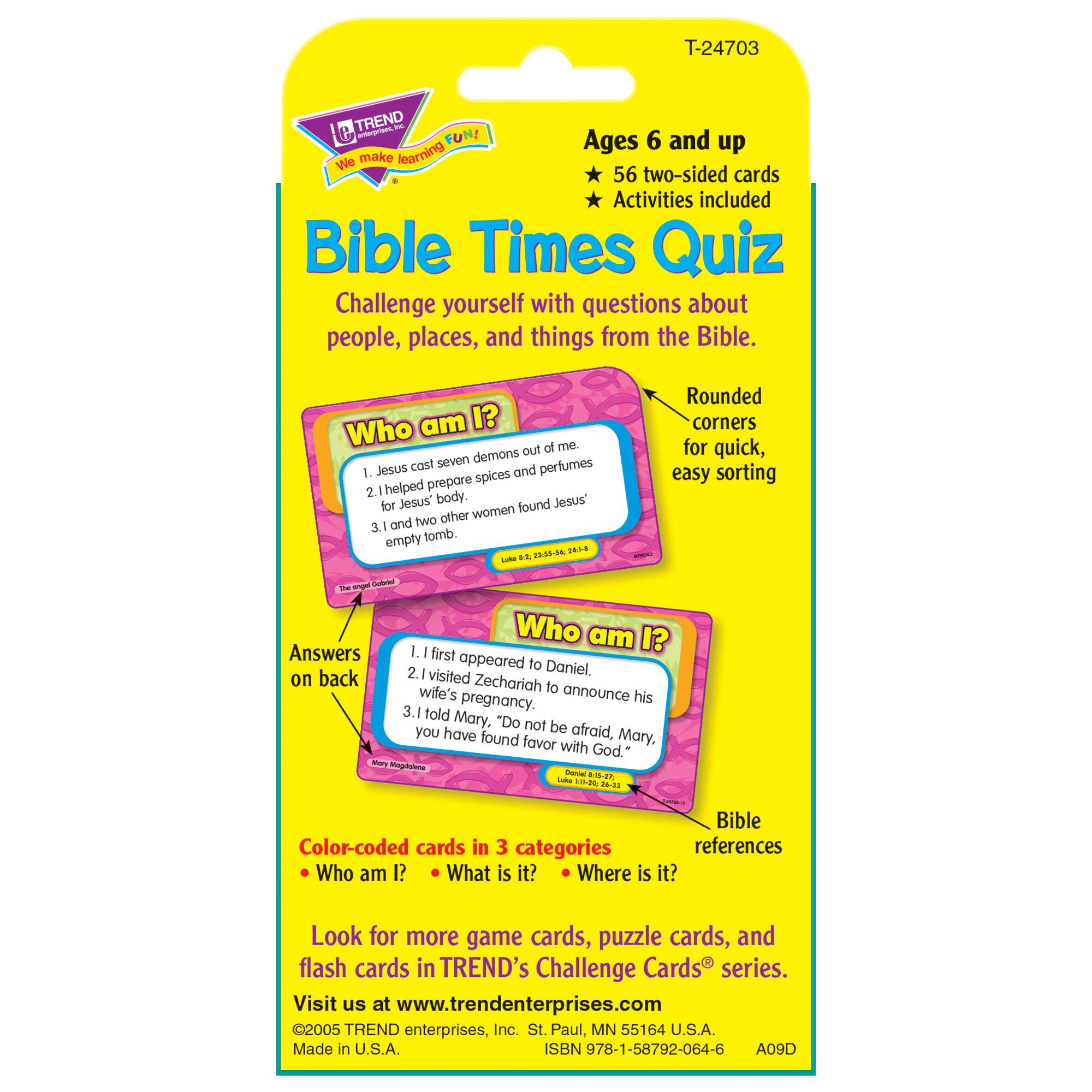 Trend Enterprises® Bible Times Quiz Game Cards, 6 Sets